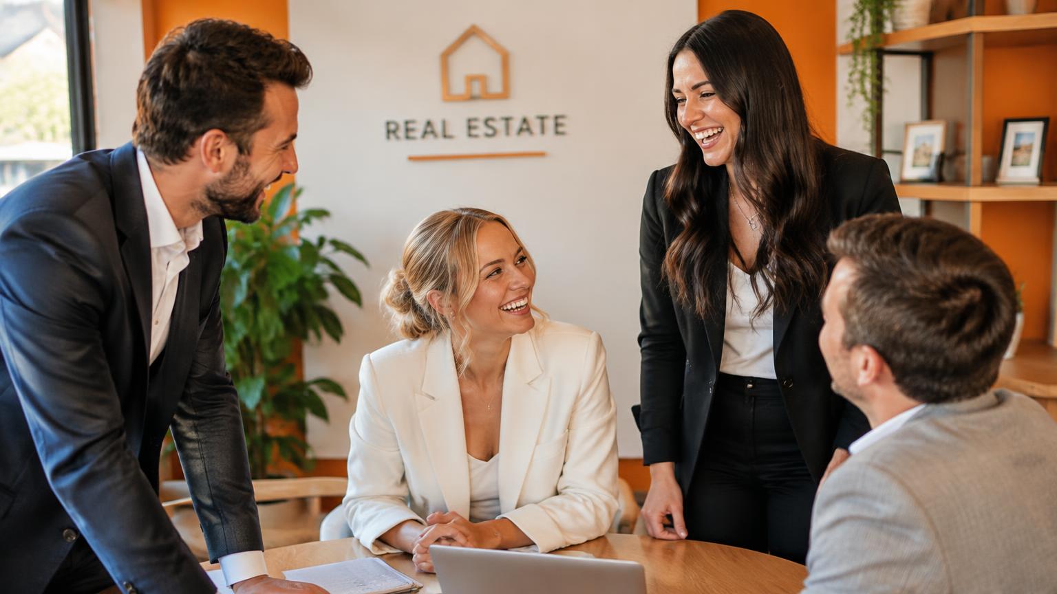 Real estate team working together
